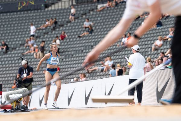 Maria Purtsa (LAC Erdgas Chemnitz) im Dreisprung waehrend der deutschen Leichtathletik-Meisterschaften im Olympiastadion am 25.06.2022 in Berlin